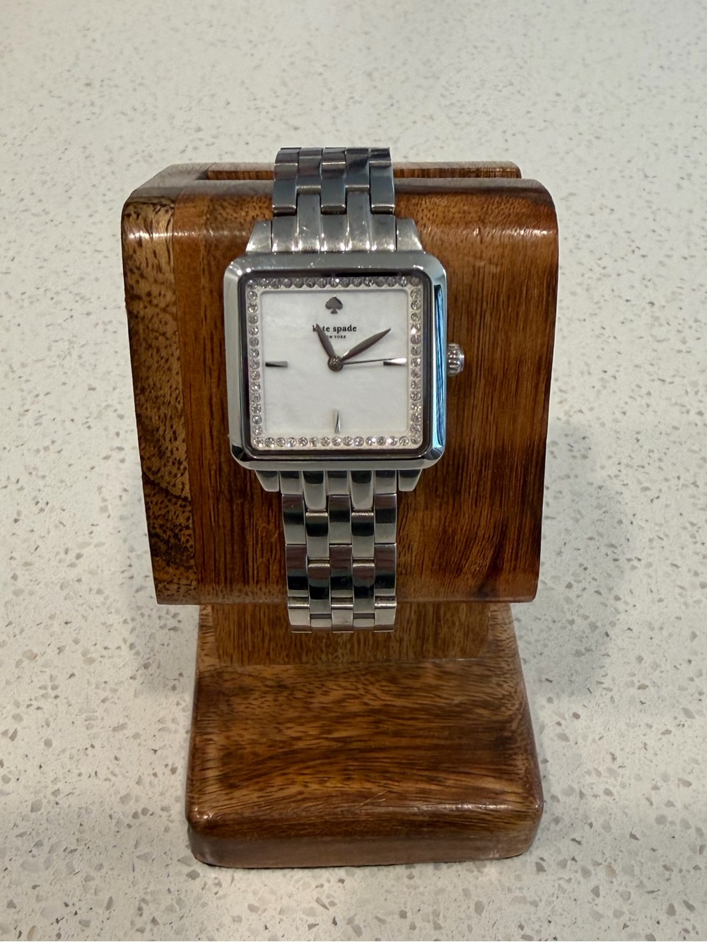 kate spade Square Crystal-Trim Stainless Steel Watch